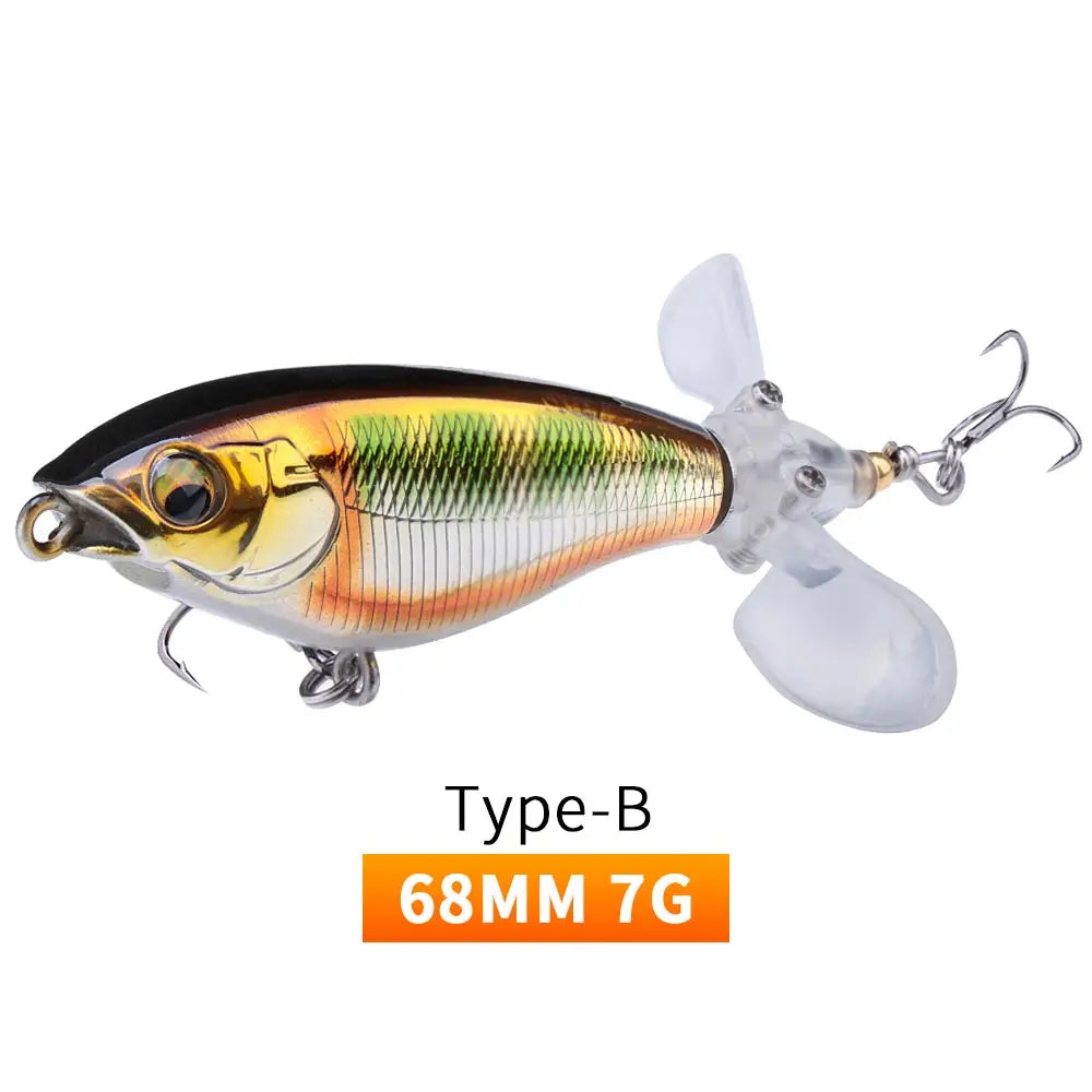 TREHOOK 9g/16g Topwater Whopper Popper Fishing Lures Rotating Double Propeller Tail Artificial Bait Floating Wobblers