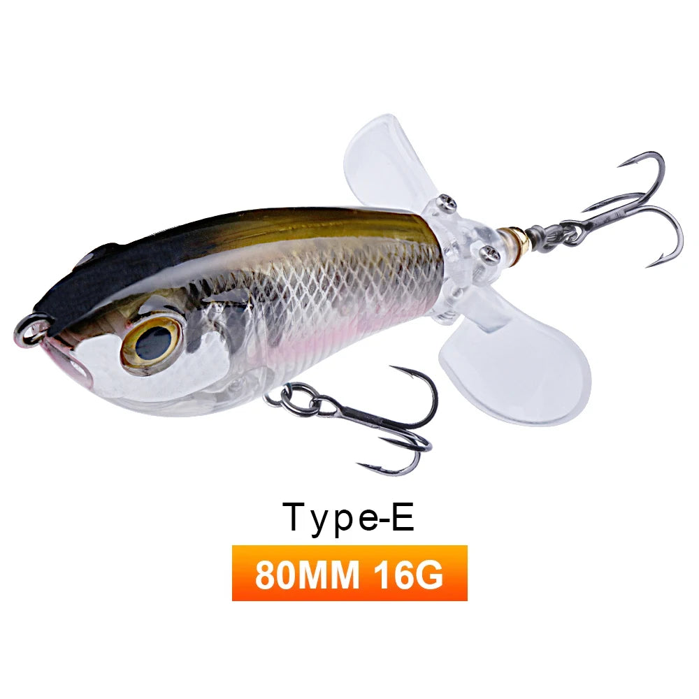 TREHOOK 9g/16g Topwater Whopper Popper Fishing Lures Rotating Double Propeller Tail Artificial Bait Floating Wobblers