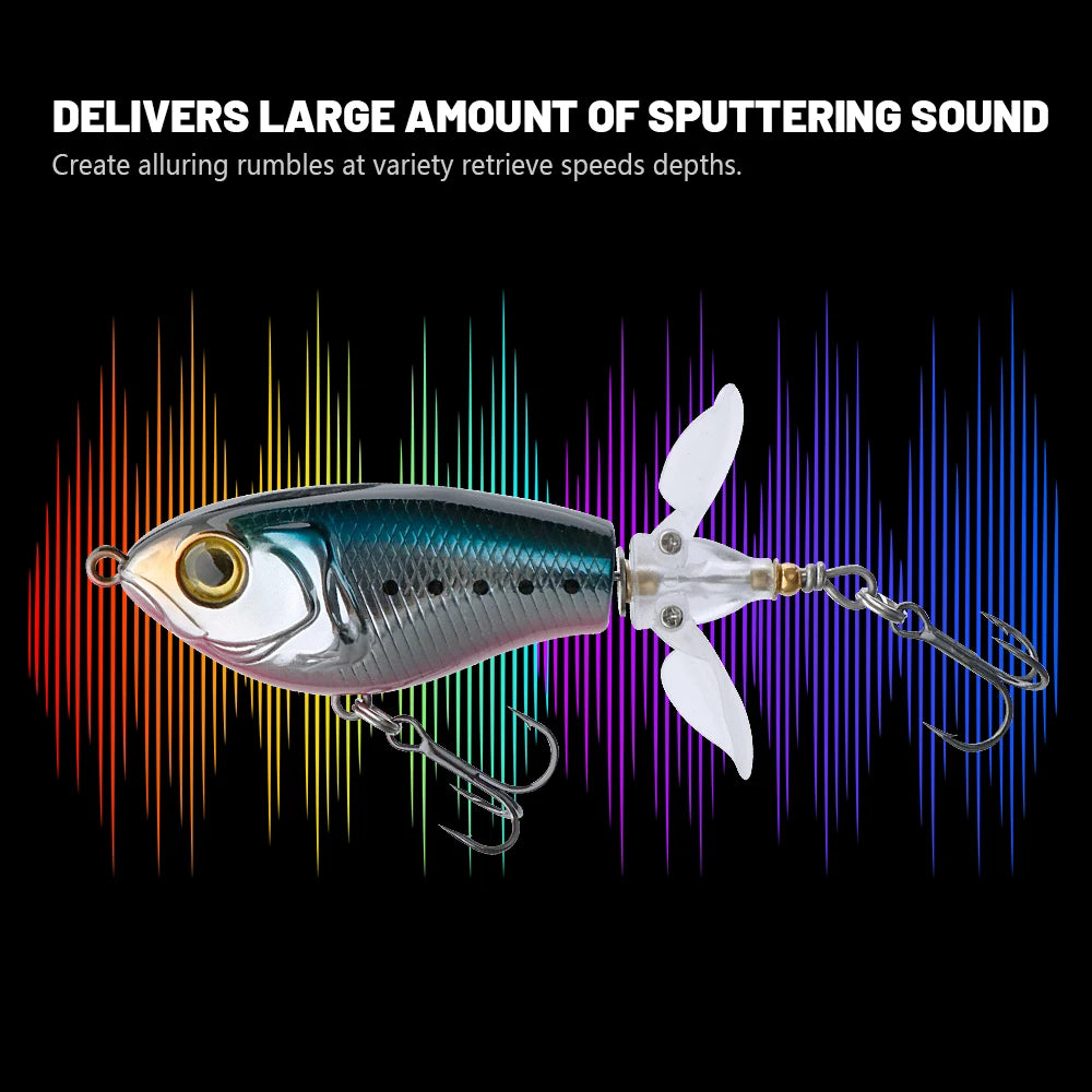 TREHOOK 9g/16g Topwater Whopper Popper Fishing Lures Rotating Double Propeller Tail Artificial Bait Floating Wobblers