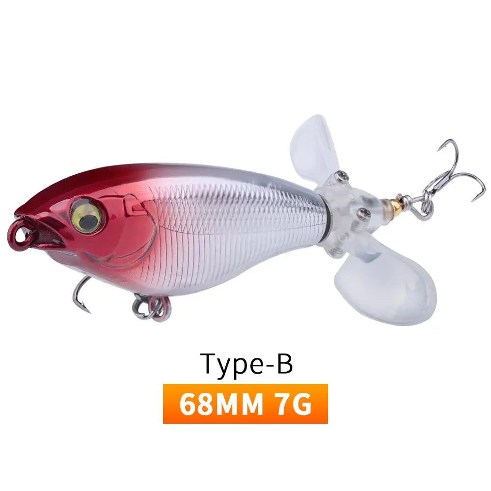 TREHOOK 9g/16g Topwater Whopper Popper Fishing Lures Rotating Double Propeller Tail Artificial Bait Floating Wobblers
