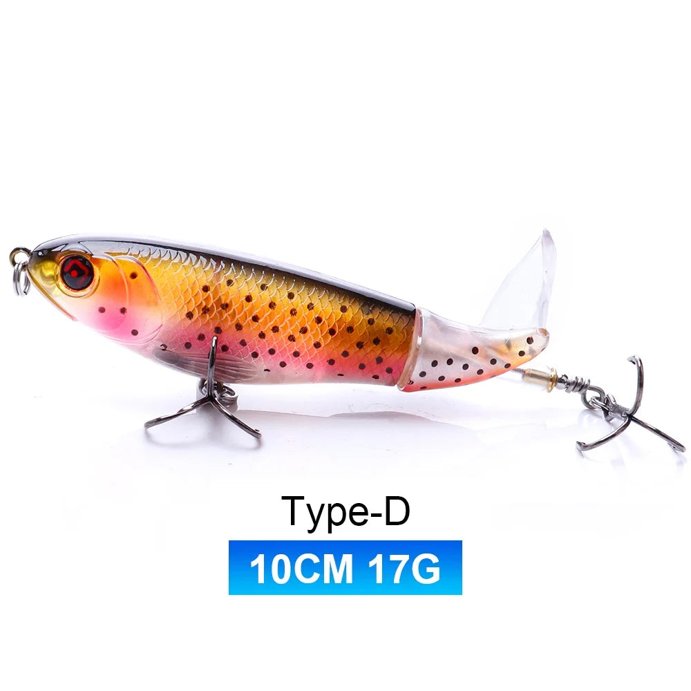 TREHOOK 9g/16g Topwater Whopper Popper Fishing Lures Rotating Double Propeller Tail Artificial Bait Floating Wobblers