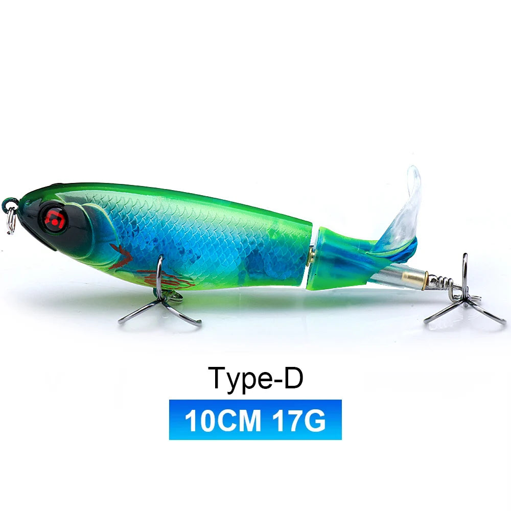 TREHOOK 9g/16g Topwater Whopper Popper Fishing Lures Rotating Double Propeller Tail Artificial Bait Floating Wobblers